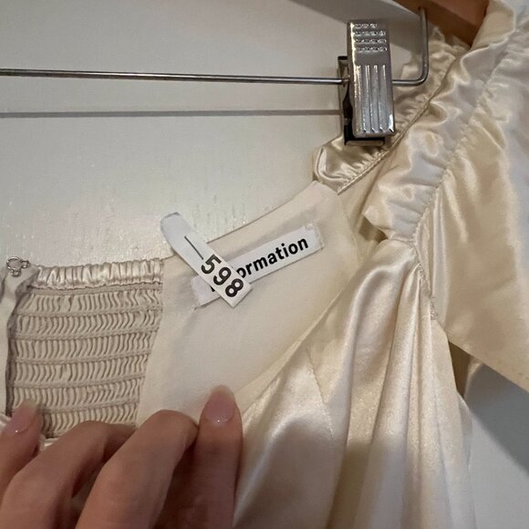 Reformation 100% Silk Sianna Wedding Dress Off the Shoulder / Butterfly NWOT - Picture 7 of 12